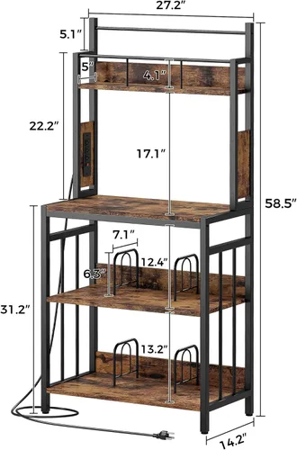 Miniatura 2 de IRONCK Soporte para tocadiscos, almacenamiento de discos de vinilo de 2 niveles, mesa grande para tocadiscos con estación de carga, soporte
