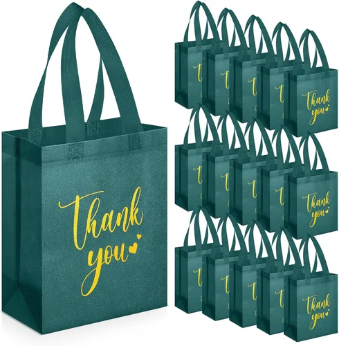 Miniatura 12 de Sweetude 30 Bolsas de Regalo de Agradecimiento con Asas a Granel Bolsa de Dulces Reutilizable No Tejida Plegable Bolso de Mano para Regalos