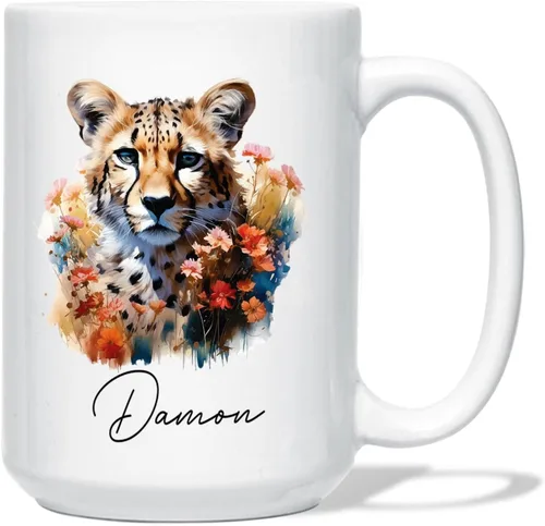 Miniatura 22 de Taza de café de oso – Regalo personalizado para amantes, taza de té de animales salvajes con flores, regalo de cerámica personalizado para amantes