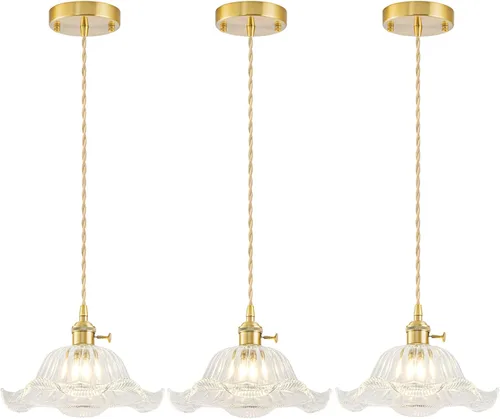 Miniatura 12 de Paquete de 2 luces colgantes para isla de cocina, lámparas colgantes ajustables de cristal, luces colgantes negras mate, isla de cocina, iluminación