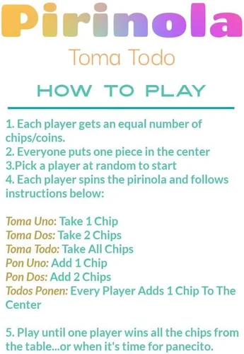 Miniatura 3 de Toma Todo - Juego mexicano de 3 pulgadas (paquete de 2) - Pirinola Mexicana Spinning Top Game - Juguetes mexicanos premium, Artesania Mexicana De