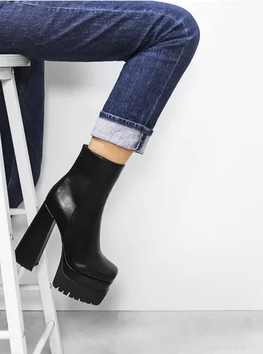 Miniatura 5 de Eldof Botas de plataforma para mujer con tacón alto grueso, botas con cremallera lateral