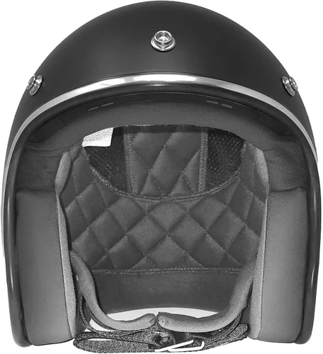 Miniatura 5 de GDM RENEGADE - Casco abierto para motocicleta, 3/4, estilo vintage, negro mate (escudo cromado, S)