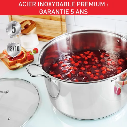 Miniatura 4 de Tefal Intuition XL - Olla de acero inoxidable 18/10, 14.2 in, 17,5 L, acero inoxidable 18/10, asas remachadas resistentes, tapa de cristal, metálico
