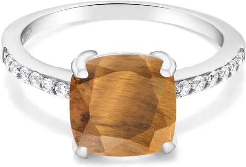 Miniatura 11 de Gem Stone King Anillo de compromiso de plata de ley 925 con piedra preciosa de corte cojín de 0.315 in Anillo de compromiso de aniversario de boda