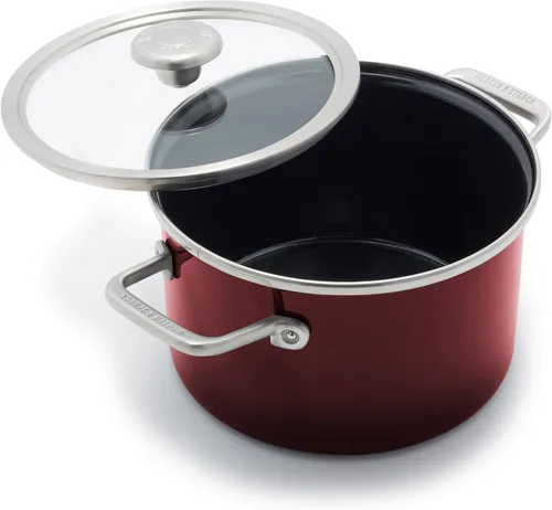Miniatura 28 de Merten & Storck Utensilios de cocina esmaltados con núcleo de acero hecho a mano europea, sartén de 3 cuartos de galón con tapa, inducción, sin PFAS
