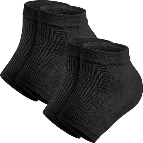 FRCOLOR 2 pares de calcetines de compresión de manga de tobillo, calcetines de talón de gel hidratantes, calcetines de punta abierta, calcetines de