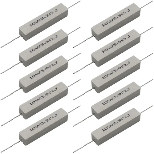 Miniatura 38 de 10 resistencias de cable de plomo axial de 10 W, 0.5 ohmios y 5 % – Resistencias de potencia de cemento cerámico fijas de heridas blancas