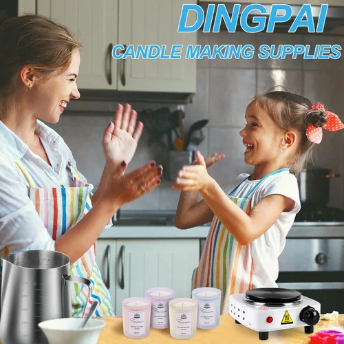 Miniatura 6 de DINGPAI Placa caliente para hacer velas, placa eléctrica de color blanco para derretir cera, chocolate, caramelo y más