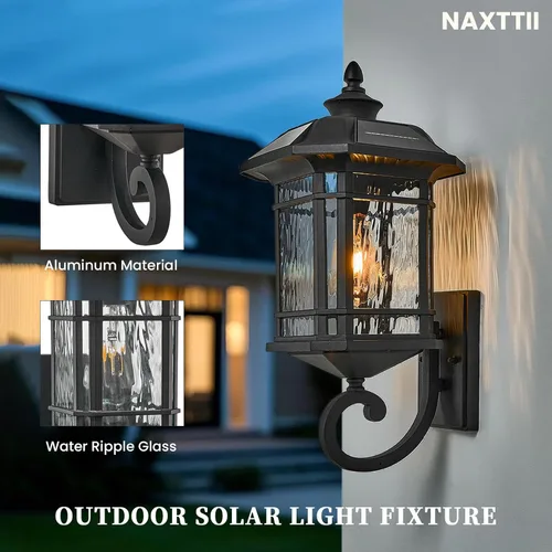 Miniatura 3 de Aplique solar para exteriores de 15.7 pulgadas de altura, accesorio de iluminación exterior del atardecer al amanecer, lámpara de pared solar