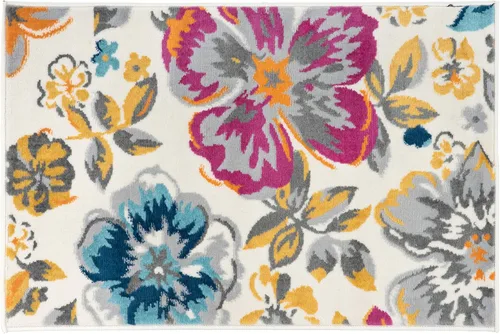 Miniatura 13 de Rugshop Alfombra moderna de diseño floral azul, elegante que no se desprende, 24 x 87 pulgadas para sala de estar, dormitorio, comedor, cocina