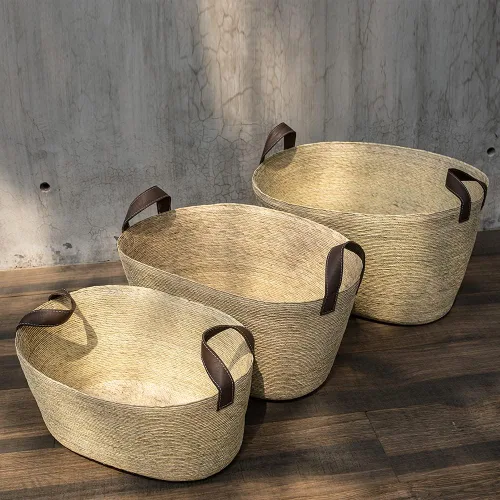 Miniatura 4 de GOMERO - Canasta de palma hecha a mano, ecológica, fabricada con materiales biodegradables, perfecta para usar como decoración, como cesta