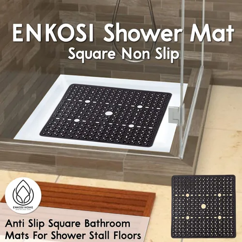 Miniatura 2 de ENKOSI Alfombrilla grande de 27 x 27 pulgadas cuadrada antideslizante para la ducha Alfombrilla antideslizante para cabina de ducha para personas
