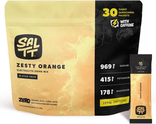 SALTT - Mezcla de bebida con sabor a electrolitos en polvo, sabor a naranja picante, 30 paquetes de hidratación, magnesio, potasio, sodio,