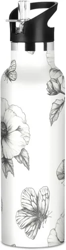 Miniatura 20 de Sport Insulated Water Bottle with Leak Proof Spout Lid Vacuum Insulated BPA-Free Leak Proof for Travel, Camping, Sports, Rustic Daisy Beige