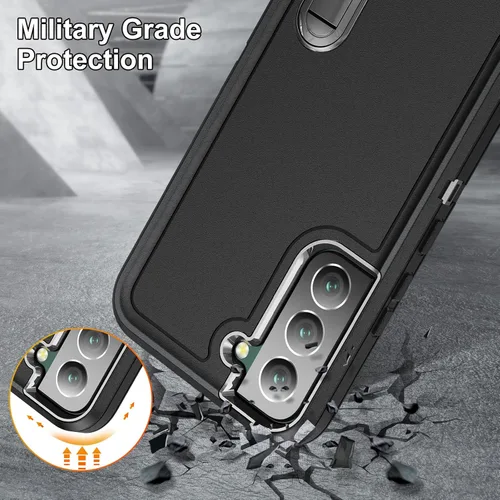 Miniatura 4 de Funda para Samsung Galaxy S22 Plus con función atril de 3 capas de grado militar, funda protectora de silicona resistente a prueba de golpes