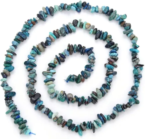 Miniatura 3 de Adabele Cuentas sueltas de gemas de cristal natural Chrysocolla de 15 pulgadas, con agujero perforado, de forma libre, espaciadores de piedra