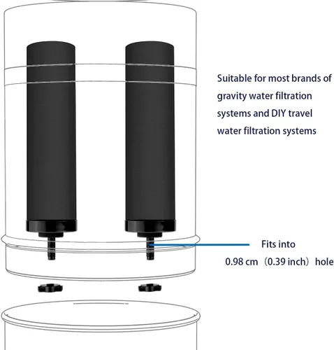 Miniatura 4 de Huining 2 filtros de agua negros - Sistema de filtro de agua por gravedad para el hogar - Compatible con Berkey