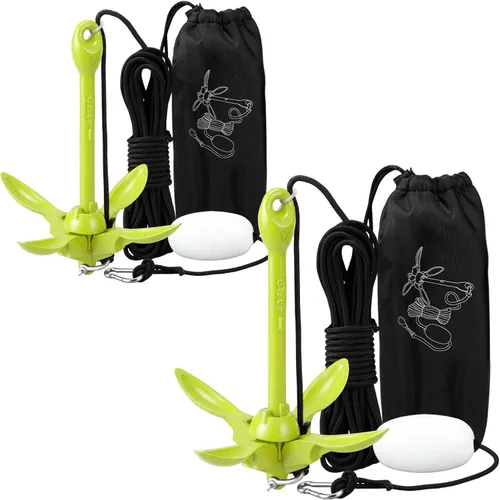 Miniatura 35 de Lounsweer Paquete de 2 anclajes de kayak marino de 1.5/3.5 libras, kit de anclaje plegable para barco, kayak, pesca, accesorios para botes pequeños