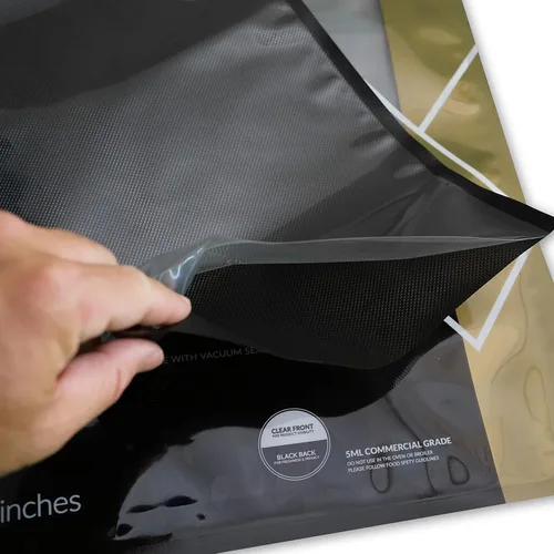 Miniatura 6 de Bolsas de diamante - Bolsas de sellado al vacío 5mil - 50 bolsas (15x20, Negro/Transparente)