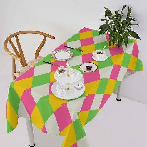Miniatura 43 de Mantel retro moderno de mediados de siglo, diseño de colores retro de los años 50, resistente al agua, mantel lavable para cocina, comedor, fiesta