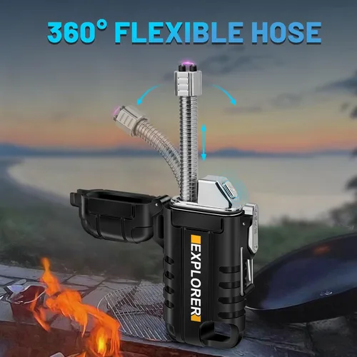 Miniatura 3 de Lafagiet Encendedor recargable USB C, cuello flexible de 360°, a prueba de viento y agua, encendedores de arco eléctrico para velas, camping F37-BK