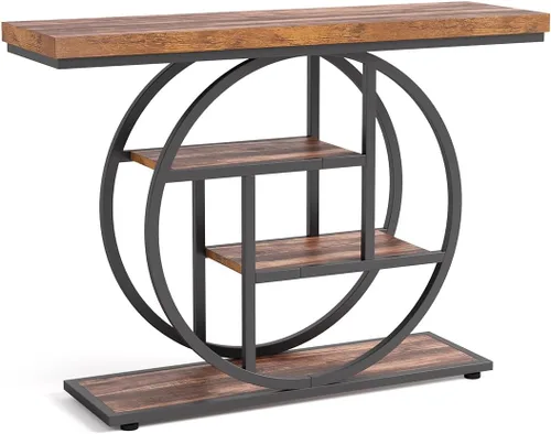 Miniatura 8 de LITTLE TREE Mesa consola, mesa de entrada de 4 niveles, mesa de sofá industrial de 41.3 pulgadas para sala de estar, mesa de pasillo de vestíbulo