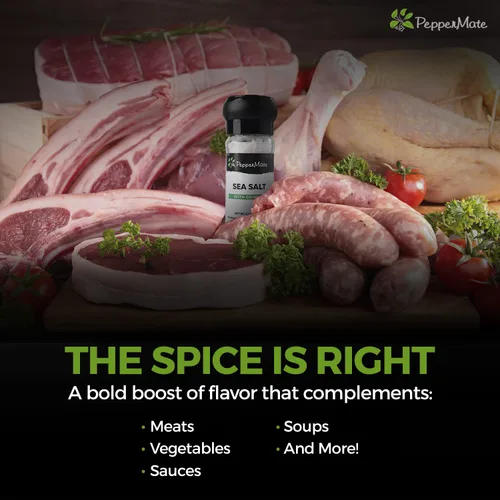 Miniatura 7 de PepperMate Condimento de sal marina con molinillo - Mezcla en recipiente de vidrio para frescura, especias gourmet de sal marina para barbacoa