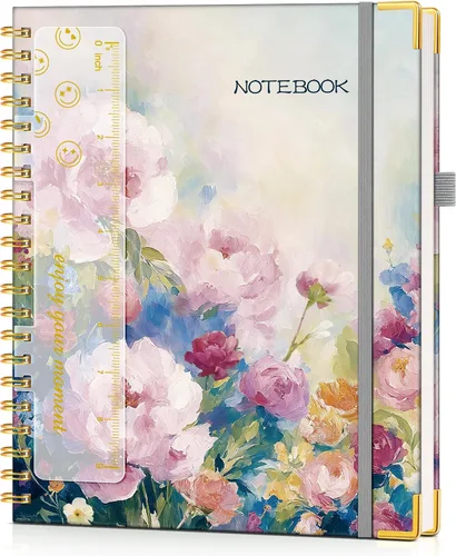 Miniatura 21 de Cuaderno en espiral de tapa dura de 8.5 x 11 pulgadas, cuadernos A4 grandes y bonitos para mujeres y hombres, cuaderno rayado a rayas