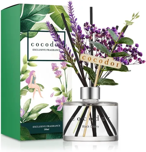 Miniatura 28 de COCODOR Juego de Difusor de Varillas de Junco con Flores / 6.7 oz / Eucalipto Limón / Difusor de Aroma con Varillas Fragancia para el Hogar Difusor