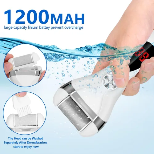Miniatura 3 de ELMCHEE Kit de removedor de callos de pie eléctrico, removedores de callos recargables 3 cabezales de molienda portátil impermeable para el pie