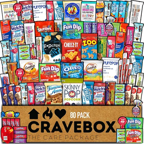 CRAVEBOX Paquete variado de cajas de aperitivos (80 unidades) para el Día del Padre, cajas de regalo para adultos, niños, nietos, hombres, mujeres,