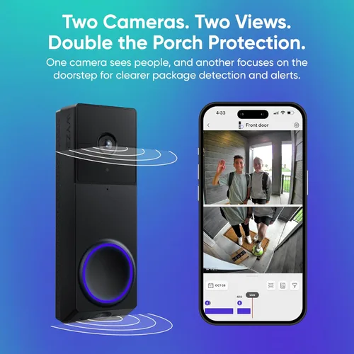 Miniatura 3 de WYZE Timbre inalámbrico Duo Cam con video (timbre incluido), funciona con pilas, video Full HD 2K, 2 cámaras (personas y paquete), audio de 2 vías
