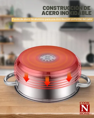 Miniatura 7 de Cook N Home 02401 Ollas multiuso de acero inoxidable con fondo encapsulado de 4 cuatro piezas, 8 cuartos de galón