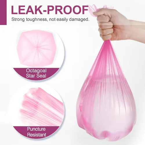 Miniatura 3 de Charmount Bolsas de basura pequeñas para baño, bolsas de basura de 4 galones para cocina, dormitorio, sin perfume, 80 unidades, color rosa intenso