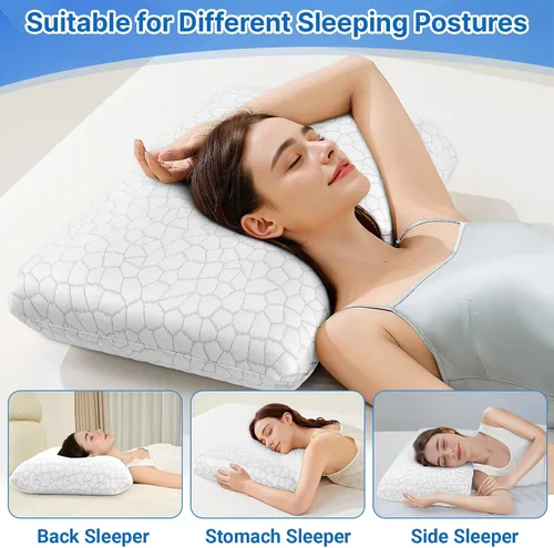 Miniatura 4 de Almohadas de espuma viscoelástica, almohada de cama para dormir de lado, espalda y boca abajo, almohada cervical para dormir con funda extraíble