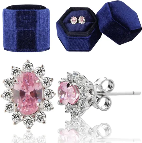 Miniatura 2 de Plata de ley 925 con zafiro creado de 15 quilates rubí amatista esmeralda aguamarina peridoto de turmalina piedra natal aretes estilo princesa Diana