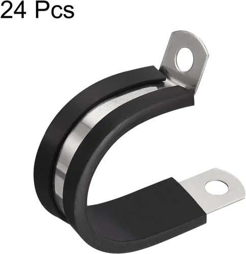 Miniatura 3 de uxcell Abrazadera de cable de 1-1/8 pulgadas (1.102 in) Abrazadera de cable de acero inoxidable 304 Abrazadera aislada acolchada en forma de R