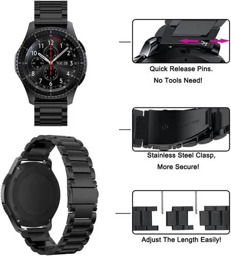 Miniatura 2 de KOMI Correa de reloj de acero inoxidable de 0.78 pulgadas compatible con Samsung Galaxy Watch 7/6/5/4 de 1.575 pulgadas, 1.732 pulgadas/Pro 1.772
