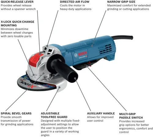 Miniatura 2 de Bosch Amoladora angular ergonómica X-LOCK de 4-1/2 pulgadas GWX10-45E