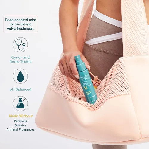 Miniatura 4 de say la V. Spray de higiene femenina refrescante para neutralizar el olor de vulva, prebióticos naturales, aloe vera y agua de rosas, probado por