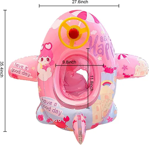 Miniatura 3 de Lindo flotador inflable de piscina para niños, flotador de verano de PVC, cama de aire, lago, barco, flotadores de natación con 2 asas, balsa
