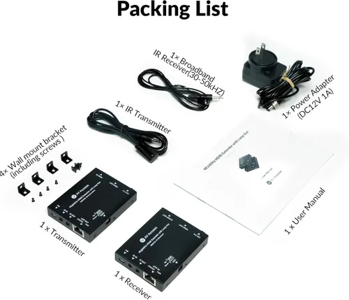 Miniatura 9 de Extensor HDMI 4K de acceso AV sobre Cat6, 230 pies/229.7 ft, 4K @60 Hz 4:4: 4, salida de bucle, HDCP 2.3, PoC bidireccional, control IR, interruptor
