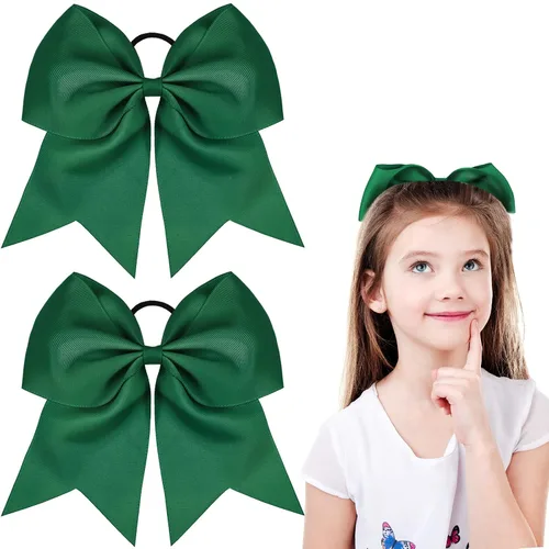 Miniatura 25 de 2 paquetes de lazos grandes para animadoras de 8 pulgadas con soporte para coleta, lazos grandes para el cabello para uniformes de sóftbol para Negro