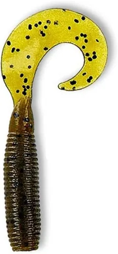 Miniatura 9 de Yamamoto Señuelos de pesca de plástico suave de 5 pulgadas con acción de rizado de cola – 20 unidades HUMO CON ESCOPA NEGRA GRANDE (20 PACK)
