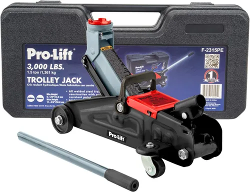 Pro-Lift f-2315PE. Gato de carretilla hidráulico gris para autos con estuche moldeado por soplado (Capacidad 3000 lb)