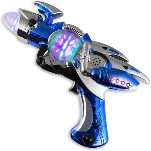 Miniatura 4 de Pistola de juguete espacial con luz azul con efectos de sonido y LED multicolor giratorio
