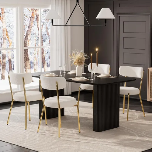 Miniatura 29 de RGZ Juego de mesa de comedor oval moderna de 71", juego de mesa y sillas de 7 piezas para 6, juego de mesa de cocina de mármol sintético y 6 sillas