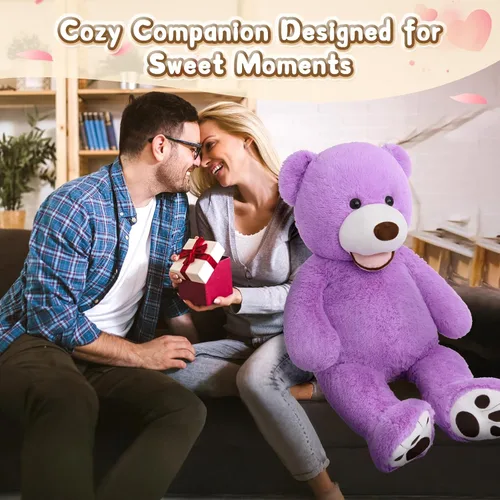 Miniatura 3 de MorisMos Oso de peluche gigante, animales de peluche grandes de 39 pulgadas con huellas grandes, osos de peluche, regalo para niños, morado