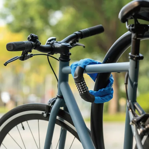 Miniatura 7 de Via Velo Candado de cadena para bicicleta, combinación reiniciable de 5 dígitos, cerradura antirrobo de bicicleta resistente, cerraduras